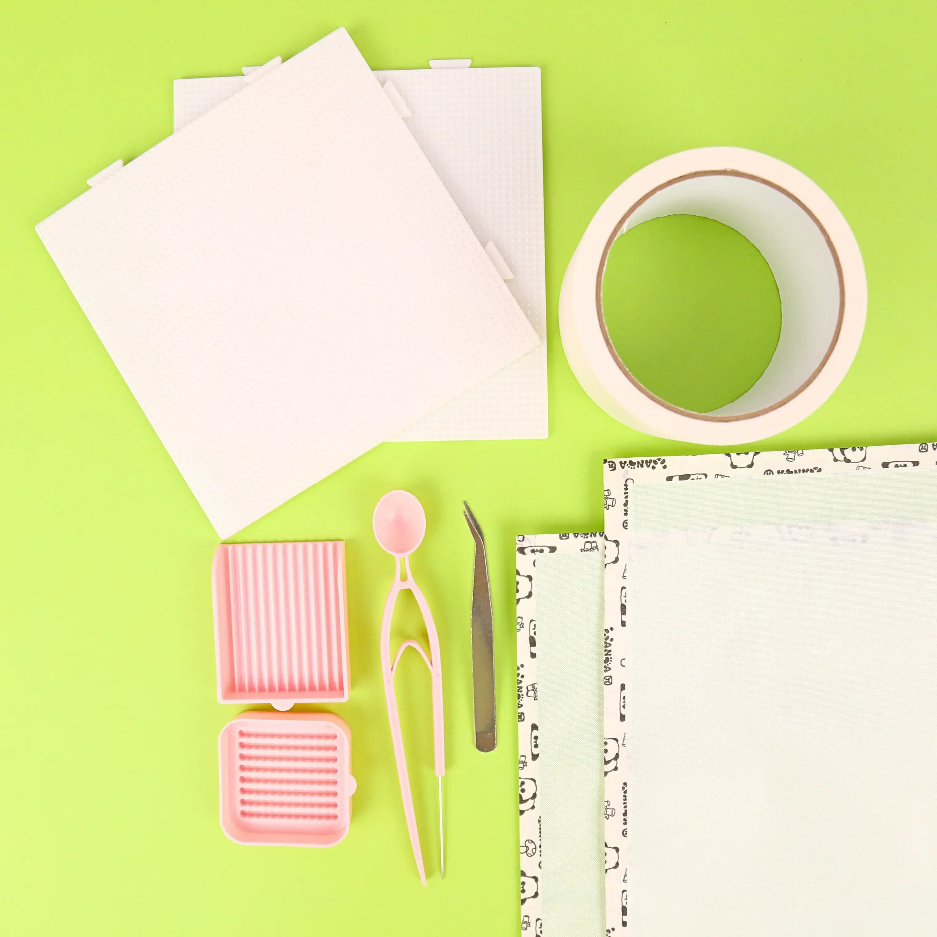 Premium Tool Combo - 2 Iron Mats 20x30mm Reusable Non-Stick Sheets 2 White Pegboards 52x52 Pixels Precision Picker Set for DIY Projects, Art, Tweezers, Durable