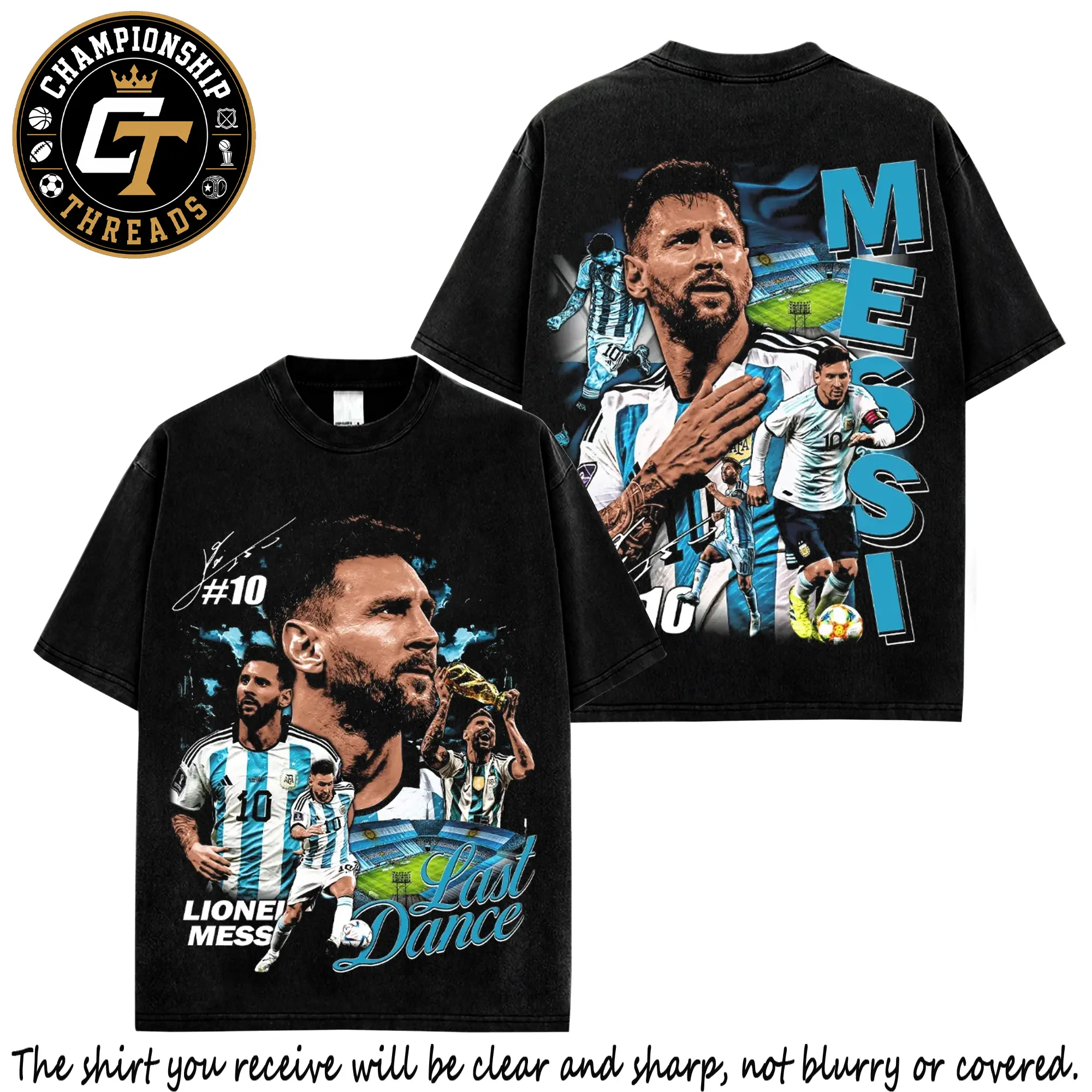 Messi Argentina Last Dance Premium Cotton T-Shirt, Blue White Soccer Legend Fan Tee, Vintage Football Captain Shirt, Stadium Game Day Sports Apparel, Gift For Argentina Soccer Fans