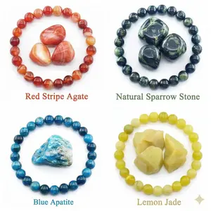 🚫 Ditch the plastic!100% Authentic Natural Stone Bracelets for your daily aesthetic✨ Genuine Blue Apatite & Red Agate beaded jewelry that feels cold to the touch.