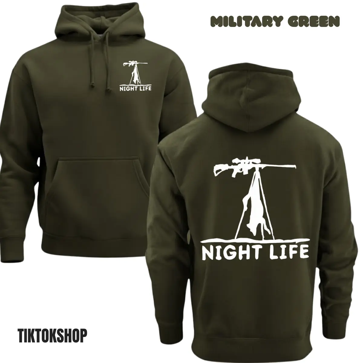 Coyote Night Life Hunting Hoodie - Hunting Coyote Hoodie Thermal Predator Hunter Gear - Pullover Sweatshirt Mens Gift - Gift For Hunters