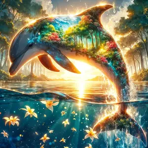 DIY 5D Diamond Painting Kit Dolphin Theme, Diamond Art Tools, Full Drill Mosaic Art for Home Wall Decor, Home Decoration, Ideal Gift for Craft Lovers