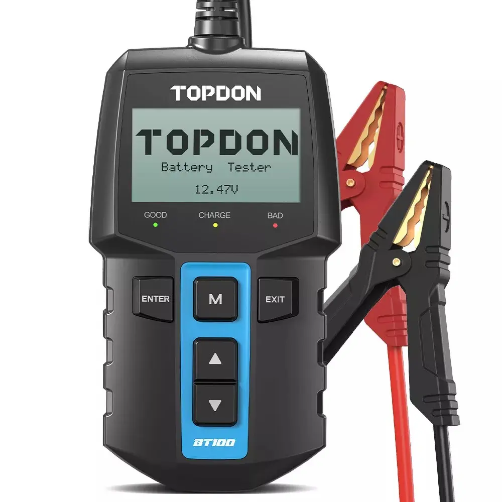 TOPDON BT100 Car Battery Tester 12V Load Tester,100-2000 CCA Automotive Alternator Tester Digital Auto Battery Analyzer Charging Cranking System Tester for Car Truck Motorcycle ATV SUV Boat Yacht Charger