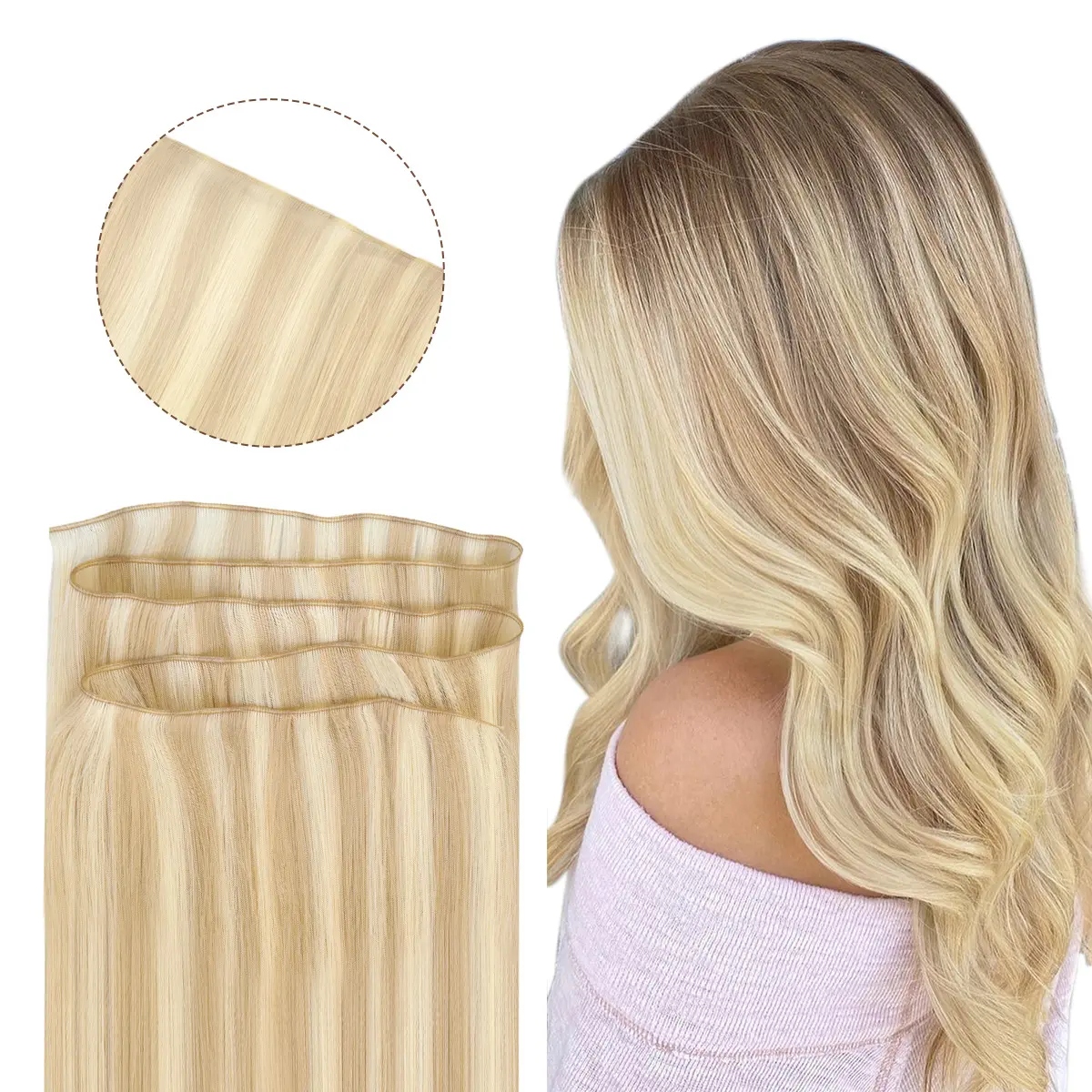 #18A/613  Dark Blonde Highlighted Bleach Blonde