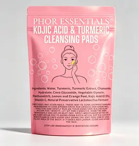 PHOR ESSENTIALS Gentle Organic Glow Facial Cleanser Exfoliating Pads - Daily Cleansing Formula with Turmeric, Kojic Acid, Chamomile