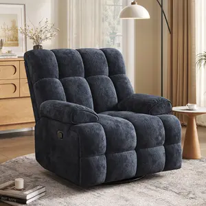 Copiae 38.19" Wide Chenille Modern Upholstered Manual Swivel Recliner, Standard Recliner, Widened Width, 360° Swivel and Tuxedo Armrests tiktokshopspringglowup