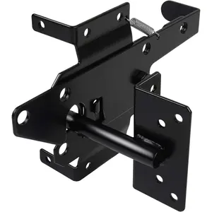Heavy Duty Automatic Gravity Lever Spring Self Locking Gate Latches for Wood/Vinyl Fences, Black Finishing Steel Gate Lock for Secure Pool Yard Garden