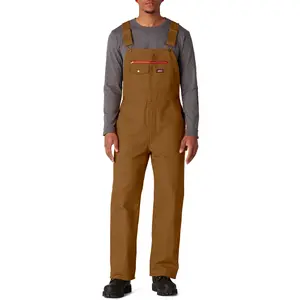 Genuine Dickies Men's Relaxed Fit Ultra Tough Workwear Bib Overall Rinsed Brown Duck