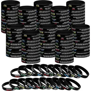 100 count  Verse Bracelets Christian Scripture Bracelets Bulk Rubber Religious   Verses Wristbands Faith Hope Belief