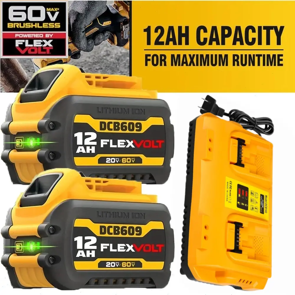 For Dewalt DCB609 20V/60V MAX FLEXVOLT 12.0Ah Lithium ion Battery / Dual Charger