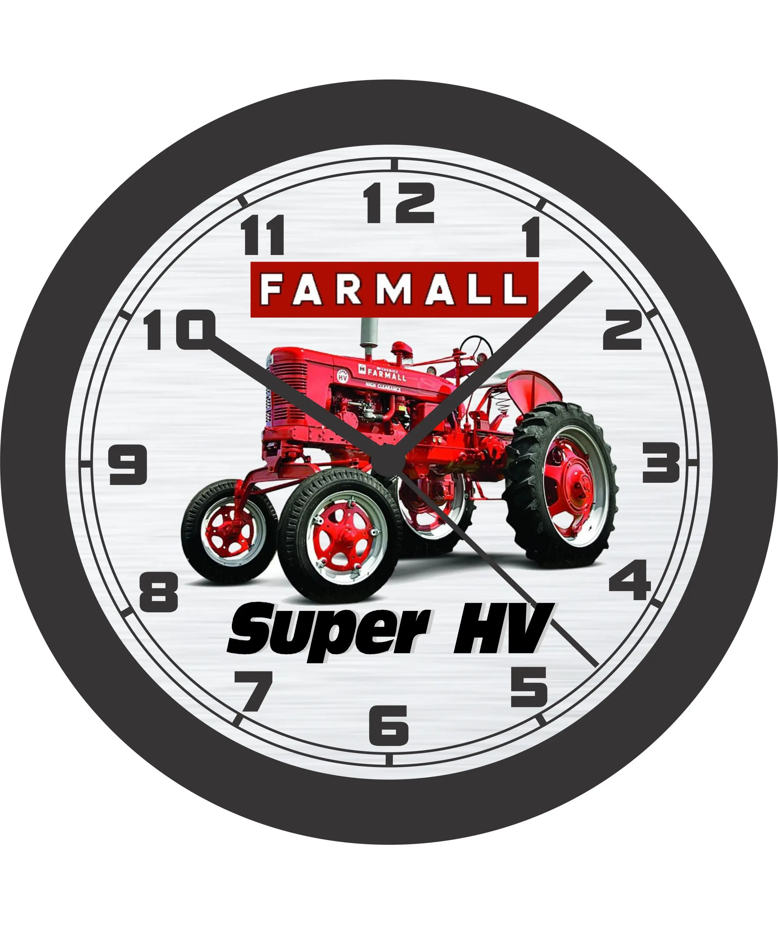 Jims Classic 1953 Farmall Super HV Tractor Analog Wall Clock - Multi-Size Acrylic-Neon-Metal Glass Photo Clock, Battery-Operated, 14 Inch Car Automobile Decor for Garage, Home Office