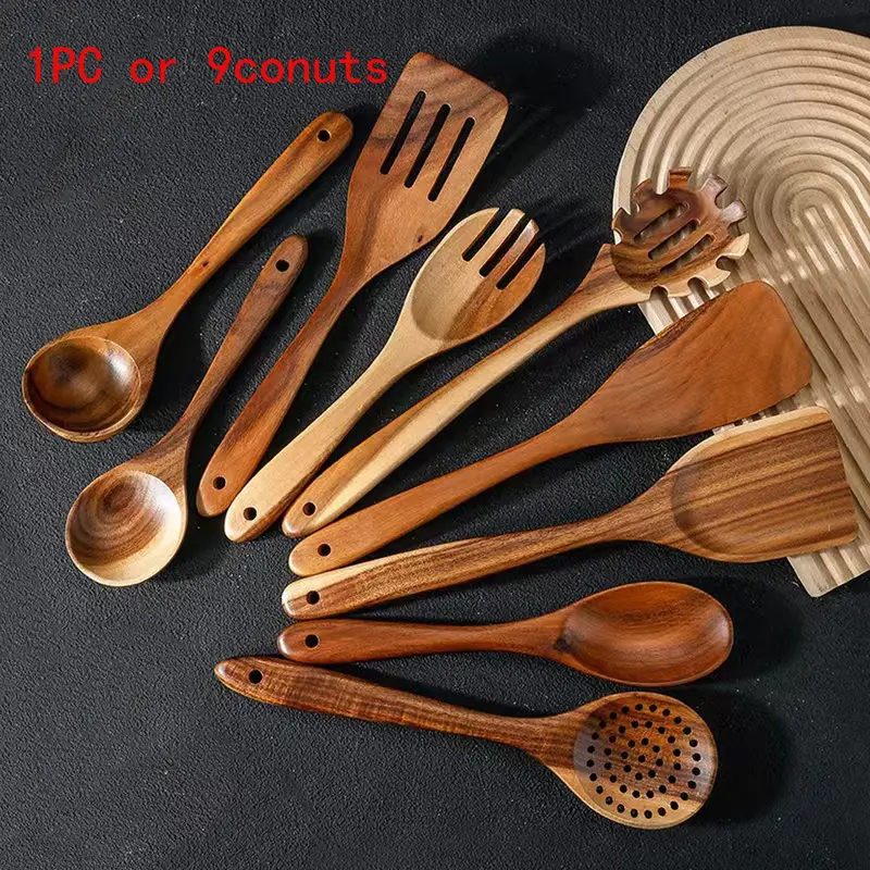 Wooden Cooking Utensils Set, Wooden Spoon, Wooden Spatulas, Spoons Set, Natural Acacia Wood Kitchen Tools, Eco-Friendly Non-Stick Cookware Accessories, Handcrafted Durable Design, Kitchenware Utensils, Home Kitchen Use
