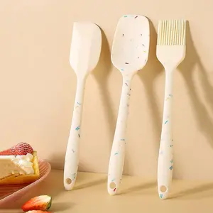3pcs/set Silicone Baking Tool Set, Cream Scraper, Spatula & Oil Brush Set, Kitchen Baking Utensils Supplies