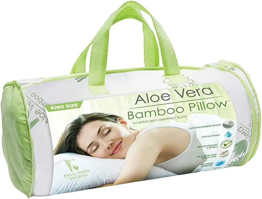 Aloe Vera Bamboo Pillow Queen Size Memory Foam Cooling Gel Pillow