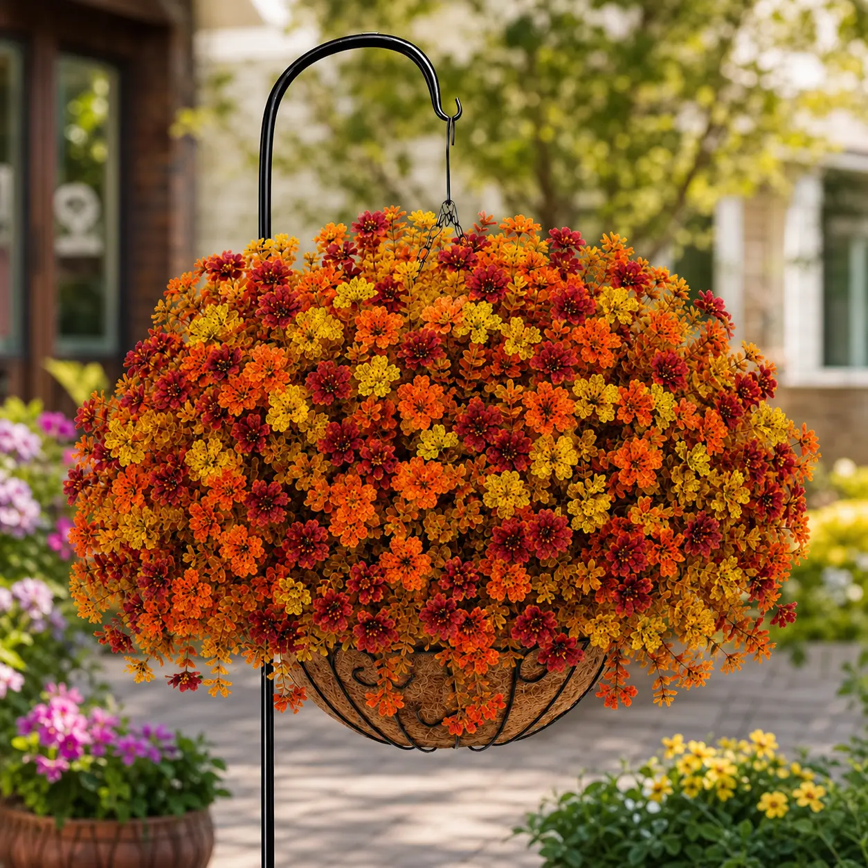 [No hanging basket]SHareconn 20/24/30-Set Silky Faux Daisy & Eucalyptus Leaf Plastic Artificial Flower Bouquet, UV-Resistant Elegant Artificial Plants with Flower Design, Outdoor Porch-Garden & Home Decor Ornaments, Decorative