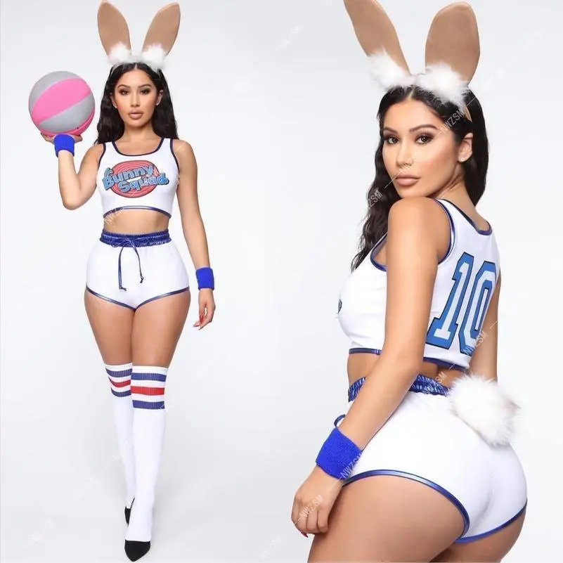 Space Lola Bunny Cosplay Costume Set with Accessories, Women's Halloween Carnival Party Clothes (Toys & Hobbies Classic Novelty Cosplay Outfit)