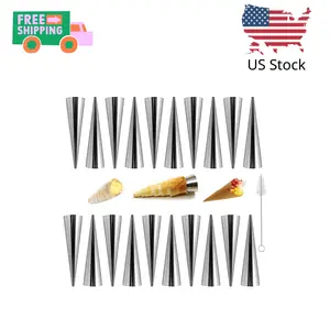 20Pcs Large Conical Cream Horn Molds, Non-stick Cream