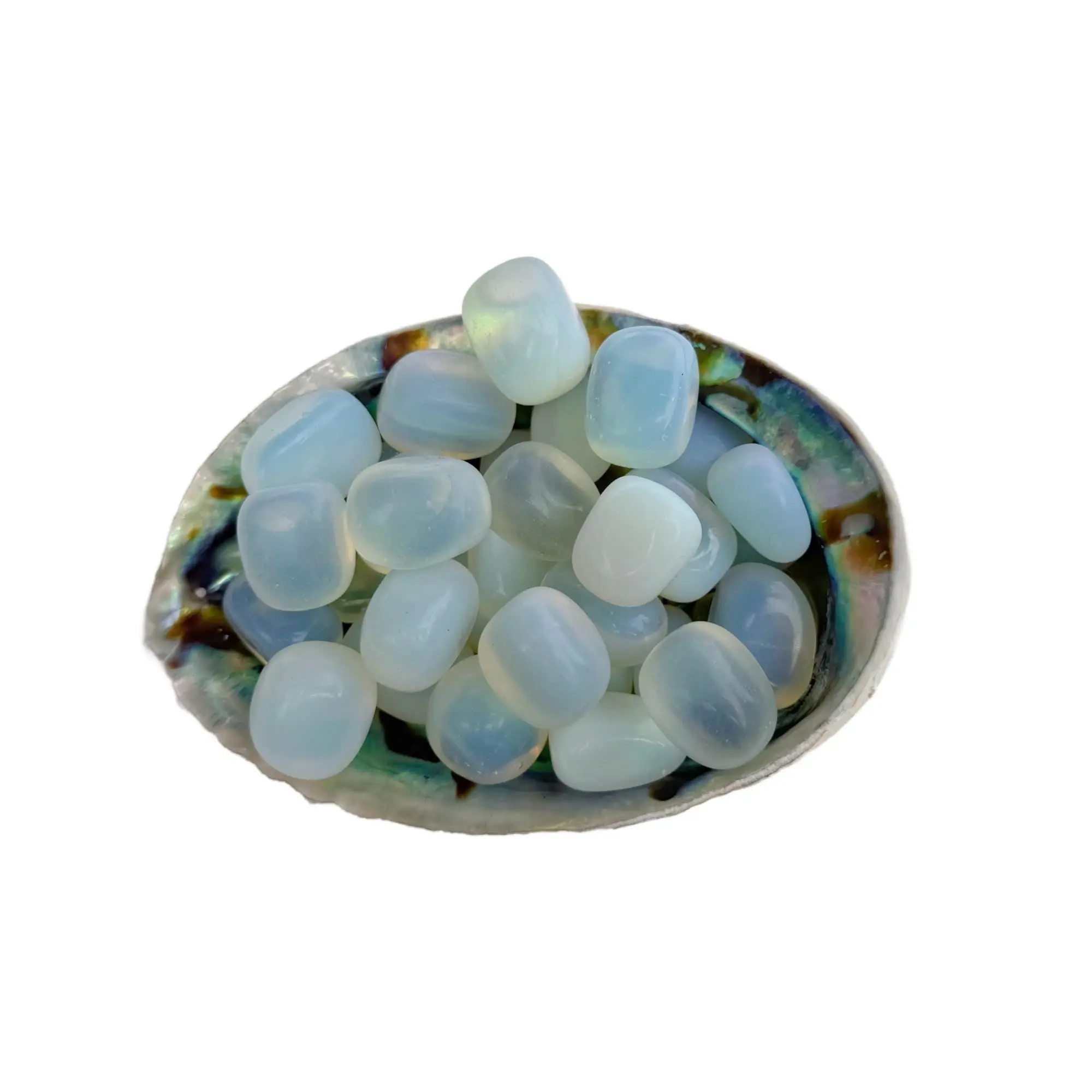 Hand-Polished Opalite Tumble Stone (0.75-1 in, 1 stone) - Man-Made Glass Crystal with Gentle Glow, Varied Shapes, Third-Eye & Crown Chakra Aid, Meditation Tool for Home Religious Decor Supplies, Boosts Intuition, Calm Expression, Clarity of Thought