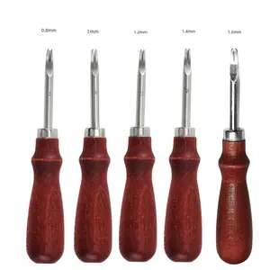 5 sets of leather edge trimmers - wooden handles, used for edge grinding and DIY leather crafting. Leather edge trimming tools for leather artisans or DIY enthusiasts as gifts (0.8 mm, 1 mm, 1.2 mm, 1.4 mm and 1.6 mm)