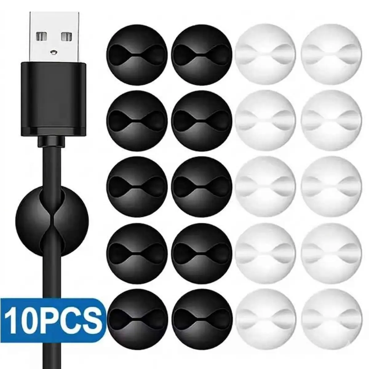 Cord Holder Cable Holder, 10PCS Black Adhesive Cable Clips Cord Organizer Cord Management Holders Charger Holder Cable Management Kit Wire Management Keeper for Nightstand, Office, Desk or Mouse, Desk Accessories, Desktop Cable Holder
