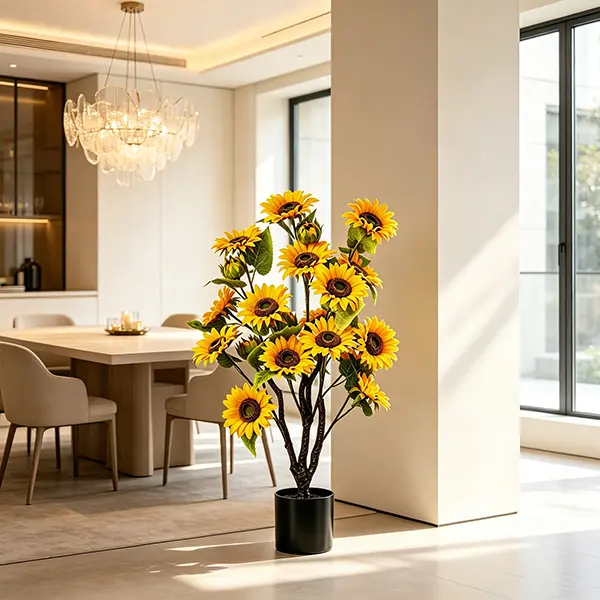 3 ft UV-Proof Faux Sunflower Artificial Potted Tree, No Watering Needed, Realistic Yellow Flowers, Decor for Porch, Living Room, Room Decor Gift