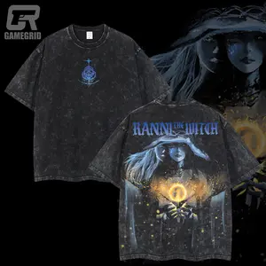 Retro Limited Vintage Ranni The Witch Elden Ring Collection Game Oversized Washed Tee Game Acid Washed Lightweight TSHIRT, Gift For Game Fan