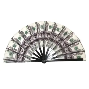 1pcs Folding Fan UV Rave Dollar Fans for Women Foldable 13inch Decoration Dancing Party Wedding Night Club Concert Popping Large