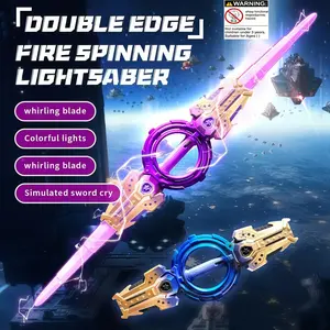 Double-Blade Extendable Light Saber, Seven Color Glowing, Dual Head, 360 Degree Rotation, Realistic Sword Sound Effect, Role Play Gift