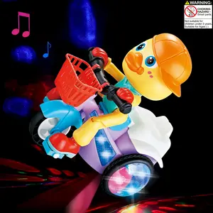 Electric Stunt Tricycle Interactive Duck Shaped Fun Toy, Musical Light Up Electronic Pet Toy, Suitable for Kids over 3 Years, Birthday and Holiday Gift (no Battery)