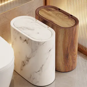 Oval Press Top Step Trash Can Small Space Kitchen Under Sink Waste Bin Plastic Wastebasket for Home Office