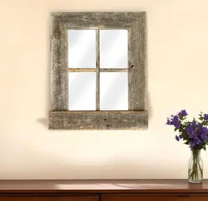 HomeRoots 380266 22x18 in. Rustic Weathered Grey Wood Window Frame with Planter