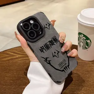 Luxury Anime Ryomen Sukuna gojo Soft Suede Leather Phone Cases For iPhone 17 pro max 16 11 12 13 14 15 plus Air Coque Cover Shockproof Smartphone Casing
