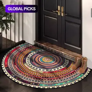 Boho Style Semicircular Door Mat, Boho Graphic Rug, Non-Slip Soft Floor Carpet, Washable Decorative Area Rug for Home Living Room, Bedroom, Kitchen #GLOBAL PICKS