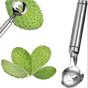 Spoon Cactus Peeler, Multi-Function Pelador De Nopales Con Espinasstainless Steel Cactus Peeler Tool Noodle Cutter Knife With Hole With Long Handle For Kitchen Gadgets Accessory TikTokShopBacktoSchool Vegetable Fruit Cutter