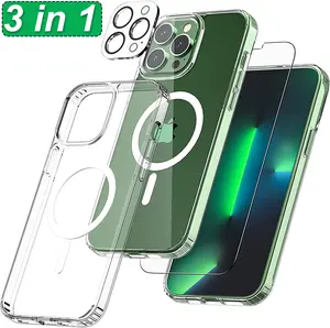 XG-Tech For iPhone 17 17e Air 16 16e 15 Plus 14 13 Mini 12 11 Pro Max Magnetic Clear Transparent Case Compatible With MagSafe Cover - [Free] Tempered Glasses + [Free] Camera Lens Protector