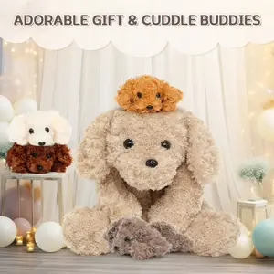 Tezituor 23.6in 5 Pcs Dog Stuffed Animal Puppy Stuffed with Babies Inside 1 Big Mommy with 4 Mini Baby Cute Soft Toy for Children Birthday Party Adopt a Puppy Favor, plush,Christmas Gift ,Black Friday