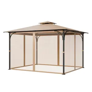 VEVOR Gazebo Netting Replacement, Fit Most 10 x 12 x 7.3 FT Gazebo, Outdoor Garden Gazebo Net, 4-Panel Sidewall Mesh Gazebo Curtain, Patio Midge Netting with Double Zipper, Canopy Screen (Netting Onl