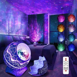 SERBASIC Novelty Dinosaur Egg LED Star Galaxy Projector Light - 14 Colors, 19 White Noise Sounds, Bluetooth Speaker, Voice Control, Timer, Remote Control, USB Powered for Kids' Room, Home Decor