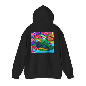 Women's self-love and personal empowerment Graphic Hoodie - Long Sleeve Pullover Regular Fit | Soft & Breathable Fabric, Durable Print, Everyday Comfort, Machine Washable, psychedelic art fantasy mountain landscape with vibrant, swirling colors and