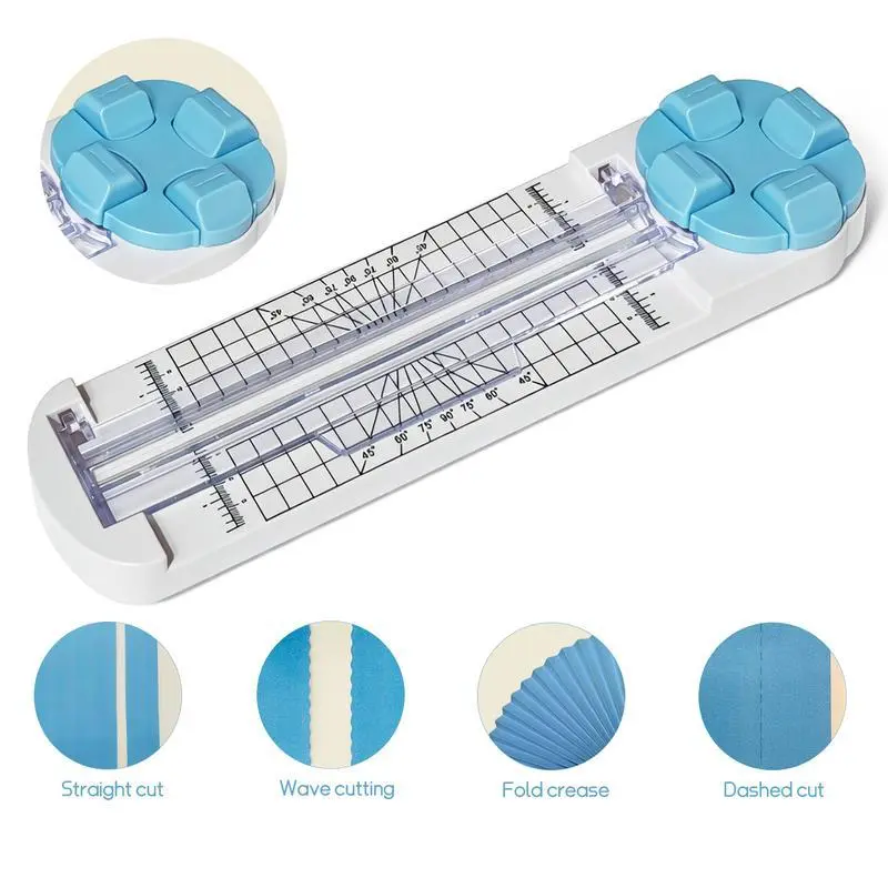 4-IN-1 Multi-Cutting Office Paper Trimmer Craft Cutter - 4 Creative Cutting Styles, Creasing Dial Blades, Clean & Precise Cuts, Beginner-Friendly for Journaling & DIY Projects, Must-Have Office Stationery Accessory, A Must-Have Accessory