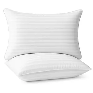 Lux Decor 2-Pack Hotel Quality Pillows – Soft & Breathable Premium Stripe Design – Durable Luxury Polyester Bedding for All Sleep Positions – King & Queen