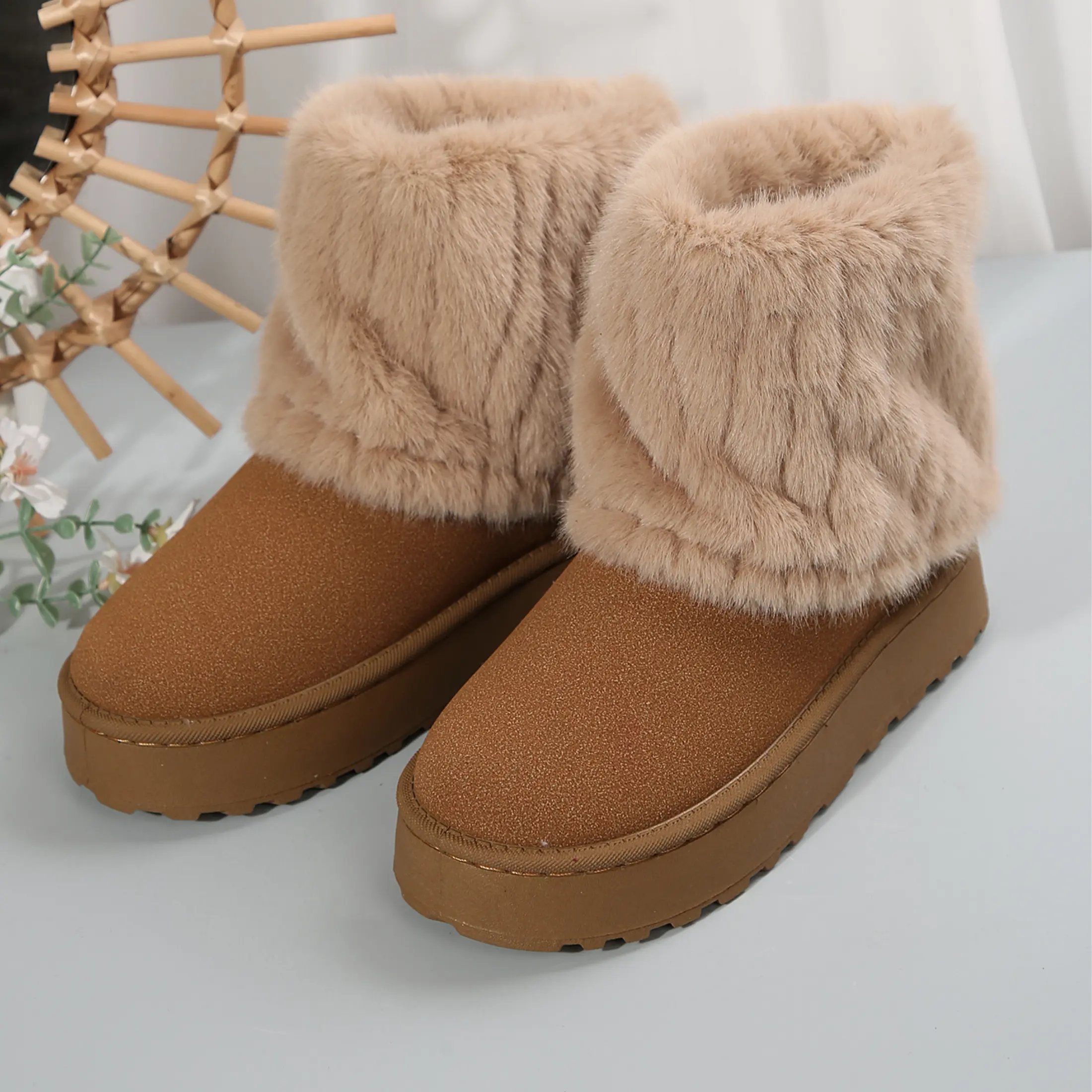 Womens Snow Boots Fluffy Faux Lined Short Winter Platform Shoes for Warmth and Style Springfresh