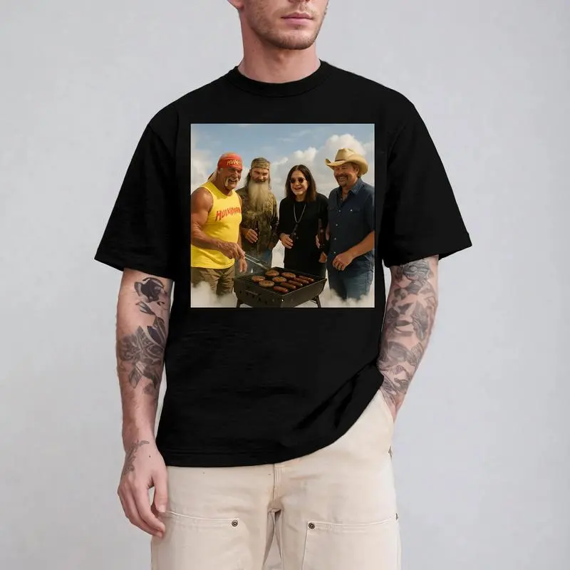 Men's Short-Sleeve Classic Round Neck Casual Menswear T-Shirt - Graphic Top with Hulk Hogan, Tobby Ozzy, Jesus in Heavens RIP Designs, Shortsleeve, Tshirt, Soft, Cotton, Fabric, Graphic Print, Fades Resistant, Unisex Cut, Digital Print