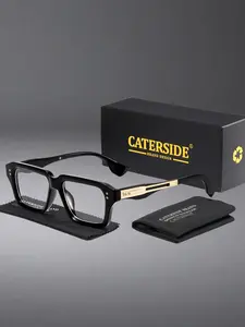 CATERSIDE One Pair With Packaging Edgy Hip Hop Classic Thick Frame Optical Glasses Metal Details Square Design Unisex Versatile Style for Road Trips Street Decoration Music Festival Carnival Beach Party Photography Prop