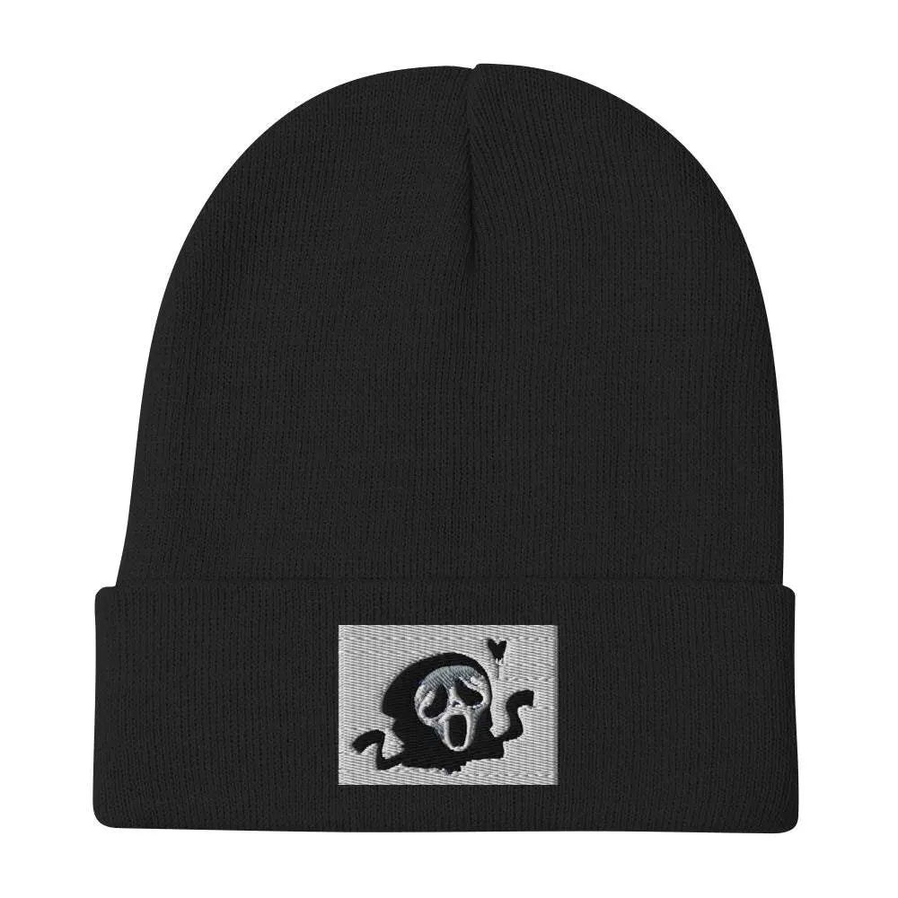 "Cartoon Ghostface In Love" Embroidered Beanie
