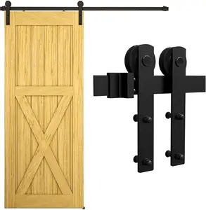 6FT Sliding Barn Door Hardware Kit for Single Wood Door, Smoothly and Quietly, Easy to Install Fit 35" Wide and 1.18"-1.96" Thickness Door Panel, Includes Installation Instruction