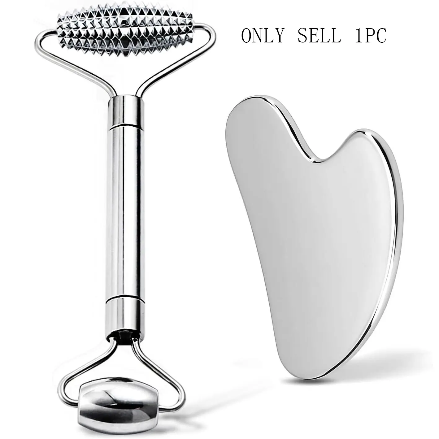 Guasha Facial Tool Set, Stainless Steel Face Sculpting Roller, Eye Massager, Beauty Sculptor Roller, Skincare for Face, Chin, Jawline, Single Item