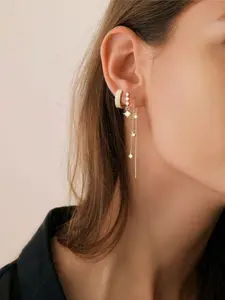3-Layer Chain Earrings for Women, Fashion Stackable, Long-Lasting Shine, Low Allergy Pendant Studs, Hypoallergenic Post Earrings, Waterproof Jewelry, Elegant Gift