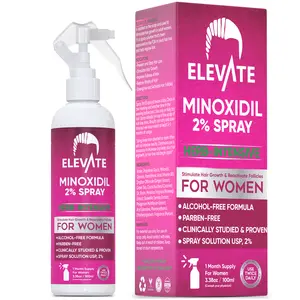 Elevate 2% Minoxidil Hair Growth Spray For Women - Regrowth Haircare Comfort Treatment Biotin Growth Serum Fuller Thicker Hair Stop Thinning Hair Loss
