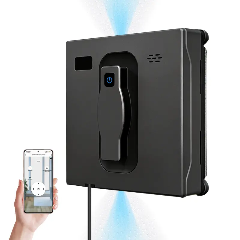 PuRuikai Smart Square Window Cleaning Robot with Dual Auto Spray, Strong Suction, Frameless Glass Detection & APP/Remote Control for High-Rise Window Cleaninghigh suction power.strong suction power