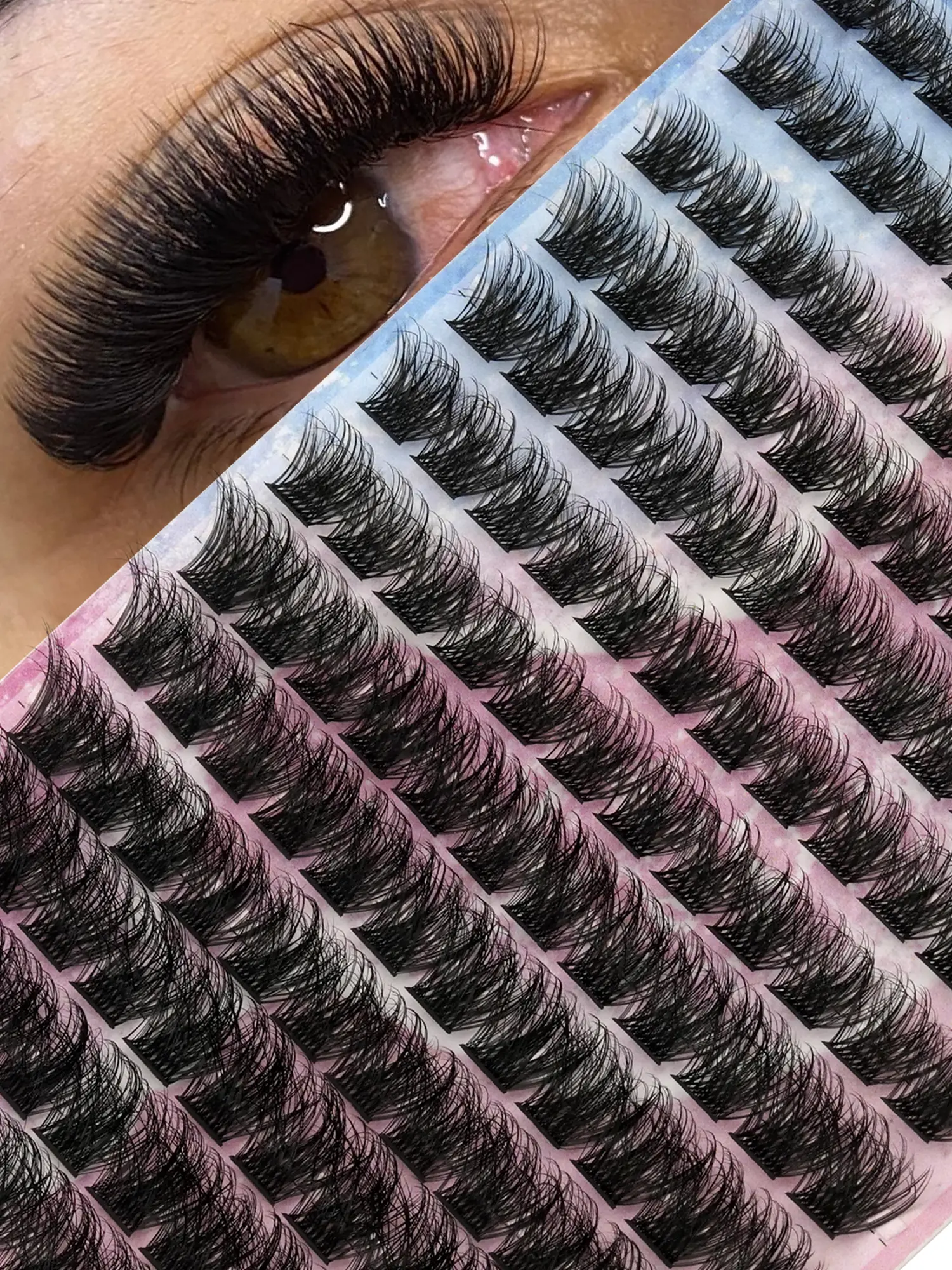 156-piece D-curl DIY Eyelash Extension Kit, 8-16mm. Creates Dramatic Eyelash Effects, Suitable for Everyday Use Or a Natural, Fuller Look. DIY Eyelash Extensions, Eyelash Clusters, Single Eyelashes, Lashes, False Eyelashes.